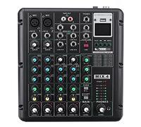 Mixer audio 6 canali Bluetooth DJ HD Mic Audio Mixer Control Display digitale a LED con interfaccia USB Monitoraggio e funzionamento facili (Color : Black, Size : One size) (Black One Size)