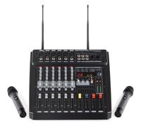 Mixer Audio 6 Canali Bluetooth USB con Radiomicrofoni Registrazione Live DJ AUX