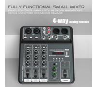 Mixer audio a 4 canali Mixer audio da studio USB Phantom Power 48V Mixing console DJ Bluetooth per Karaok Grigio chiaro