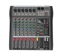 Mixer audio a 6 canali, console per scheda audio mixer audio professionale, alimentazione Phantom 48 V, registrazione PC, 24 effetti DSP, 14 jack per microfono