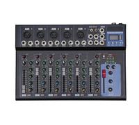 Mixer audio a 7 canali con Bluetooth, mixer professionale con alimentazione phantom da 48 V e USB, lettore DJ per spettacoli dal vivo e registrazioni, cavo di alimentazione incluso per studio e
