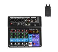Mixer audio, A4 Sound Mixing Console Bluetooth USB Record Computer Playback 48V Phantom Power Delay Repaeat Effect 4 Channels Audio Mixer(A6 E-U)