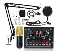 Mixer audio, Bundle microfono condensatore, kit con scheda audio in diretta, braccio a forbice sospensione regolabile, interfaccia DJ Mixer(1)