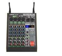 Mixer audio, Console di missaggio a 4 canali, mixer Bluetooth a 16 effetti con 2 microfoni wireless a frequenza regolabile AM-AKS2