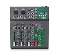 Mixer audio Console di missaggio a 4 canali Supporta connessione BT Riverbero con interfaccia audio USB Monitoraggio e funzionamento facili (Color : Black, Size : One size) (Black One Size)