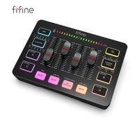 Mixer audio da gioco FIFINE, mixer RGB a 4 canali con streaming con interfaccia microfono XLR, per voce di gioco, podcast, amplificgame SC3 Black