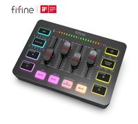 Mixer Audio da gioco FIFINE, Mixer RGB a 4 canali in Streaming con interfaccia microfono XLR, per voce di gioco, Podcast, amplificatore SC3