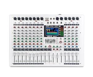 Mixer audio digitale a 12 canali audio Pro-Series Sound Board Console System Interface con funzionalità DJ Mixer Board, equalizzatore a 7 bande, display LED 48 V e audio BT Mixer USB/SD/FM/WMA Uscita