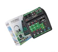 Mixer audio DJ a 4 canali con dente e ingresso USB con alimentazione 48 V per microfoni a condensatore più uscite XLR e modulo di riproduzione MP3 in blu (verde)