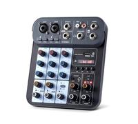 Mixer audio DJ a 4 canali, mixer DJ, scheda mixer audio XLR da 1/4 pollici, interfaccia BT USB MP3 ingresso computer 48 V Phantom Power stereo Karaoke DJ Studio
