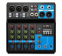 Mixer audio DJ a 5 canali, mixer audio, console soundboard 48 V, alimentazione phantom con Bluetooth USB MP3 Stereo Live DJ Studio Streaming