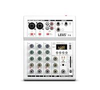 Mixer audio, F4 Mixing Console Interfaccia Bluetooth USB Registrazione PC 48V Phantom Power Ritardo Ripetizione Effetto 4 Canali DJ Sound Mixer(White)