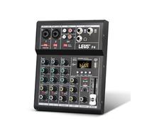 Mixer audio, F4 Mixing Console Interfaccia Bluetooth USB Registrazione PC 48V Phantom Power Ritardo Ripetizione Effetto 4 Canali DJ Sound Mixer(Silver)