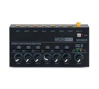Mixer audio Goedch: mixer audio stereo a 6 canali, mixer audio ultra compatto con 6 controlli di volume indipendenti, alloggiamento in metallo e rumore ultra basso; ideale per studio, palcoscenico e
