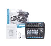 Mixer audio, M-4/6 Audio mini mixer protetto DJ Console con scheda audio, USB, 48V Potenza fantasma for PC Registrazione del canto webcast(M6)