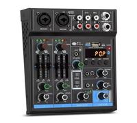 Mixer audio, M4 4 canali console di missaggio Bluetooth registrazione computer riproduzione 48V alimentazione phantom ritardo ripetizione effetto USB mixe