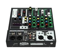 Mixer audio mixer a 4 canali, sistema di console portatile professionale, console mixer DJ, metodo di connessione, unità USB e Bluetooth, nero