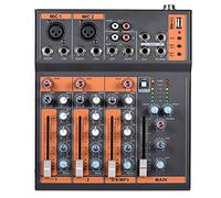 Mixer audio Mixer audio a 4 canali Mic Line Interfaccia USB EQ a 3 bande/Alimentazione Phantom 48V + Adattatore di alimentazione Monitoraggio e funzionamento facili (Color : Black, Size :