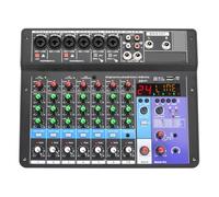 Mixer Audio, Mixer audio a 8 canali, 24 effetti, 48 V, console di missaggio Bluetooth, USB, PC, registraze, riproduze audio, tavolo for karaoke, chiesa, festa per streaming live, podcasting, PC