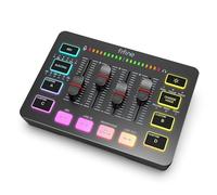Mixer audio, Mixer for giochi, mixer RGB a 4 canali for streaming con interfaccia microfono XLR, for voce di gioco, podcast, AmpliGame SC3(Silver)