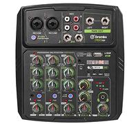 Mixer audio portatile a 4 canali, mixer DJ, mixer professionale per DJ con effetti MP3 con interfaccia USB Bluetooth, effetti MP3, per smartphone, PC, registrazione, gioco, canto (FR-GO 4 canali)