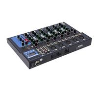 Mixer audio portatile a 7 canali, nero, connettività Bluetooth, disco flash USB, dispositivi multipli compatibili, display digitale, indicatori di direzione, per DJ