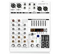 Mixer audio professionale a 4 canali, Bluetooth DJ Mixer Sound Board con effetto DSP a 99 bit Ingresso USB MP3 e alimentazione phantom 48 V per karaoke, podcasting, live streaming e registrazione