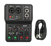 Mixer Audio Professionale,Mixer Audio a 2 canali, Console di miscelazione Audio Compatto con Alimentazione Phantom 48V USB, Console di miscelazione DJ per Lo Streaming Live, per Piccoli Club o Bar, c