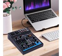Mixer audio stereo a 4 canali - Canale digitale USB Bluetooth MP3 ingresso computer 48 V - DJ Studio Streaming per podcaster, Videocaster, Streamer e Content Creator