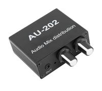 Mixer Audio Stereo, Amplificatore di Potenza a 2 Canali, con Manopole di Regolazione del Volume, 2 Ingressi 2 Uscite, Interfaccia da 3,5 Mm, per Performance Sul Palco e in Studio