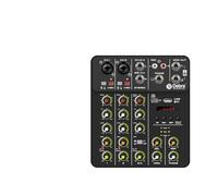 Mixer audio, V4 4 canali mixer DJ console portatile 48V Phantom Power USB con scheda for PC registrazione canto Per studio karaoke(V4 Black Type)