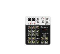 Mixer audio, V4 4 canali mixer DJ console portatile 48V Phantom Power USB DJ console con scheda for PC registrazione canto(V4 White Type)