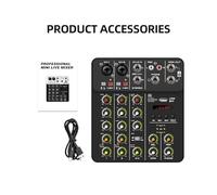 Mixer audio, V4 DJ Mixer Console 4 Canali Mixer Portatile 48V Phantom Power USB Con Scheda for PC Registrazione Canto(V4 Black Type)
