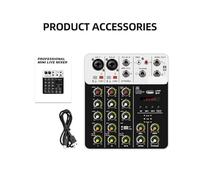 Mixer audio, V4 DJ Mixer Console 4 Canali Mixer Portatile 48V Phantom Power USB Con Scheda for PC Registrazione Canto(V4 White Type)