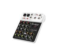 Mixer audio, V4 Mixer audio a 4 canali con alimentazione phantom USB 48V Effetto di ritardo e ripetizione for console missaggio Registrazione PC per karaoke in studio