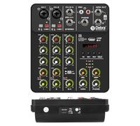 Mixer audio, V4 Mixer DJ Controller Mixer, 5.0 Bluetooth 48V Phantom Power, Basso rumore di fondo for console di missaggio PC Recording(V4-black)