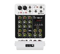 Mixer audio, V4 Mixer DJ Controller Mixer, 5.0 Bluetooth 48V Phantom Power, Basso rumore di fondo for console di missaggio PC Recording(V4-white)