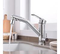 Mixer da cucina a 3 vie Tap 3 in 1 Faucet Filtro dell'acqua potabile con 360 ° Finitura cromata Finitura cromata Controllo a leva singola Modalità doppia per acqua filtrata e normale Aqiong