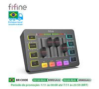Mixer da gioco USB FIFINE con interfaccia microfono XLR, alimentazione Phantom 48V, RGB, scheda audio per podcasting Streaming AmpliGame SC3