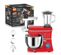 Mixer Da Supporto Da 5 In 1 1400 W, Con Matrice Per Macinare A Testa Di Inclinazione A 6 Velocità, Da 10 Litri, Miscelatore Da Cucina Elettrica A Fermentazione Con Ciotola In Acciaio Inossidabile red