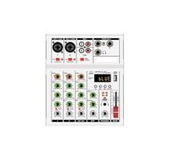 Mixer digitale professionale a 4 canali, console for DJ con mixer portatile USB for mixaggio dal, canto(White)
