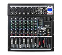 Mixer DJ a 8 canali audio mixer scheda audio con Bluetooth, interfaccia audio USB con 48 V Phantom Power Sounds Mixer Board con effetto ritardo riverbero FX per streaming
