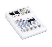 Mixer DJ, interfaccia audio professionale a 4 canali con mixer DJ e scheda audio, ingresso USB per computer MP3, alimentazione phantom 48 V, telaio in acciaio stereo per live streaming/PC/studio di