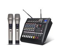 Mixer DJ, Mixer amplificatore mixer DJ Professal a 6 canali con microfono wireless for palcoscenici di feste in famiglia