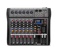 Mixer DJ, Mixer da studio professionale a 6/8/12 canali Bluetooth USB DJ Sound Mixing Console 48V Phantom Powers Monitor Amplificatore(6 Channels)