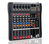 Mixer DJ, mixer dal vivo Controller per mixer audio a 6 canali Supporto USB Console di missaggio portatile Amplificatore per mixer audio digitale con banchi di missaggio