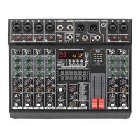 Mixer DJ, Mixer DJ a 6 canali Individuale 48V 2 uscite AUX Console di mixaggio 7 bande EQ 99 effetti USB Bluetooth