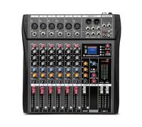 Mixer DJ, Mixer professionale a 6 canali Registrazione sul palco del computer Scheda audio USB Bluetooth con tono alto e basso