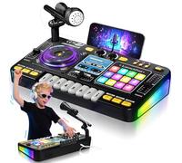 Mixer DJ per bambini, tavolo di miscelazione DJ per bambini, con giradischi DJ, modalità di gioco, controllo della luce e della velocità e microfono, regali per ragazzi e ragazze di 3 4 5 6 anni - Set
