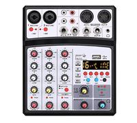 Mixer DJ portatile, mixer audio Bluetooth professionale, console di mixaggio audio USB, console di mixaggio del suono DJ, 4 canali, karaoke 48 V, alimentazione phantom per feste in studio